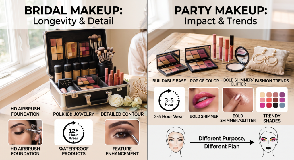 Bridal vs Party Makeup